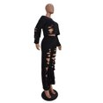 thumbnail image 6 of Idoravan Women Sets Clothing Clearance Womens Casual Fashion Sexy Hollow Out Solid Color Off Shoulder Ripped Top Trousers Pants Set, 6 of 7