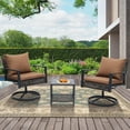 thumbnail image 4 of Ainfox Outdoor Sectional Conversation Set, Rattan Chairs with Ottoman, Perfect for Lawn & Backyard - 3 Pieces, 4 of 11