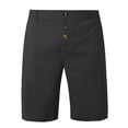 thumbnail image 4 of Fgnfyis Men's Spring/summer Fashion Linen Solid Color Button up Shorts Casual Everyday Breathable Straight Leg Quarter Pants Men's Shorts Black XL, 4 of 5