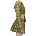 thumbnail image 4 of Fancy Girl Yellow Plaid Dress Crop Top Blazer Skirt Suit, 4 of 7