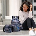 thumbnail image 3 of Purple Camouflage Backpack for School, 3-in-1 Waterproof Student Bag Set with Insulated Lunch Box & Pencil Case, Graffiti Print Bookbag for Kids Boys Girls Teens, Durable Nylon Travel Rucksack, 3 of 5