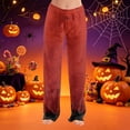 thumbnail image 2 of Fabrcox Fleece Pajama Pants Women Halloween Pumpkin Print Womens Sleep Pants Fall Winter Warm Fluffy Thermal Comfy Womens Lounge Pants Red XXXL, 2 of 6