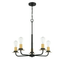 F28035-23-Sunset Lighting-Onyx - 1 Light Chandelier   Matte Black/Brushed Satin Gold Finish