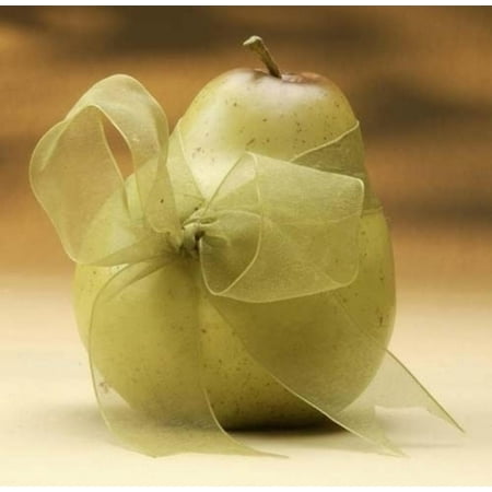 Club Pack of 24 Decorative Pear Fruits With Sheer Green Ribbon 4