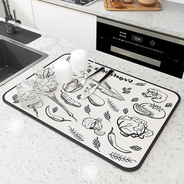 Almohadilla de drenaje de piel de Napa, alfombrilla de goma para secar platos, alfombrillas superabsorbentes, vajilla, alfombras para botellas, Mantel Individual para vajilla de cocina