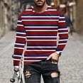 thumbnail image 2 of LIaqionyy Men's Big and Tall Striped Shirts Crewneck Casual Long Sleeve Basic T Shirt Color Block Tee Work Blouse Tops, 2 of 5