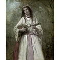 thumbnail image 3 of Corot, Jean-Baptiste-Camille 12x14 Black Modern Framed Museum Art Print Titled - Gypsy Girl With Mandolin, 3 of 5