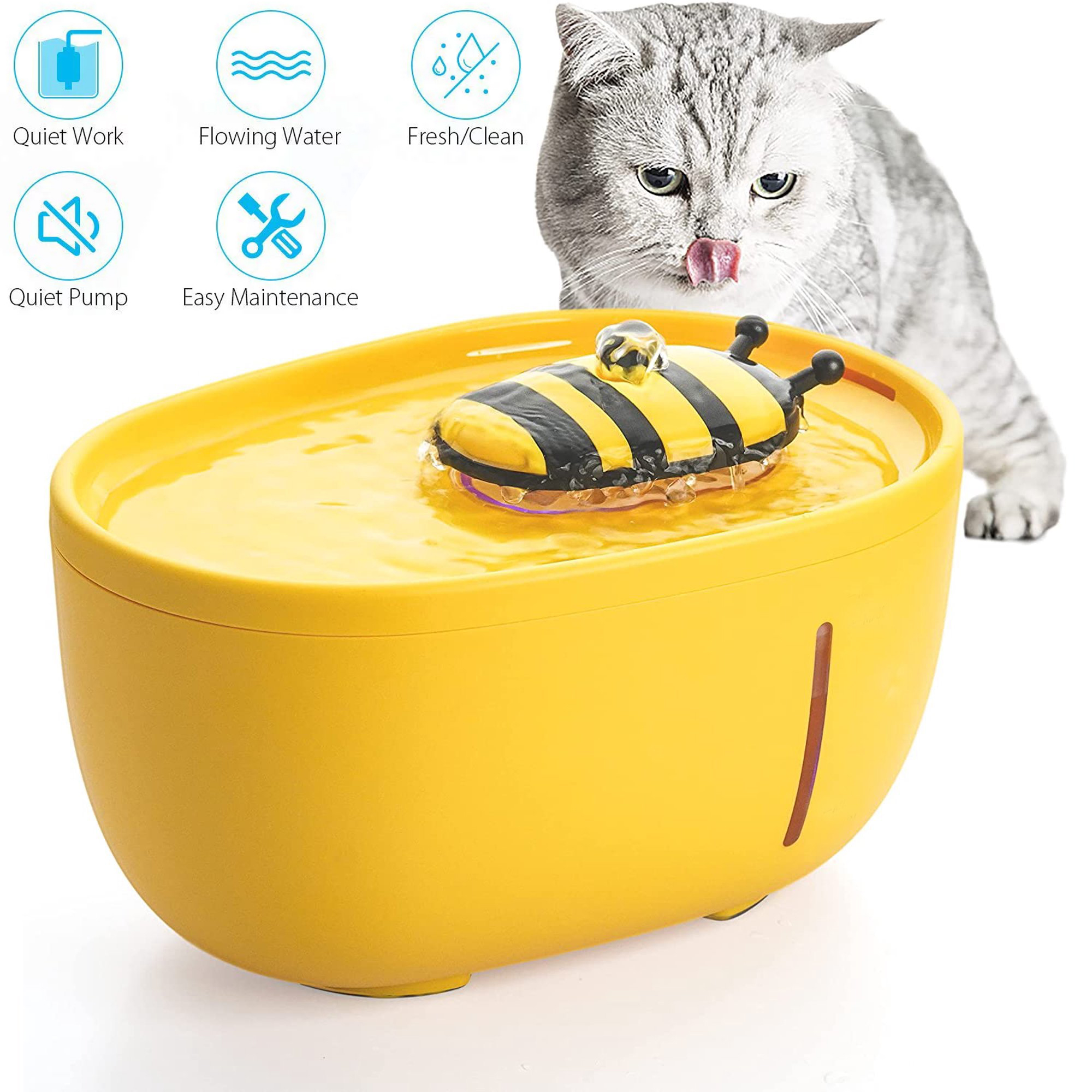 Oenbopo Pet Fountain, 68oz/2 L Cat Dog Water Fountain with LED Indicator, Ultra Silent Automatic