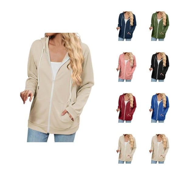 Hoodie Women Oversized Womens Sweatshirt Lightweight Zip Up Casual Outfit Women's Hoodies & Sweatshirts Cozy Pocket For Wear Autumn And Winter Basic Style Easy Care Machine Washable