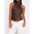 thumbnail image 3 of Women Y2k Satin Halter Tops Open Back Crop Tank Tops Y2K Sleeveless Shirts Summer Going Out Tops, 3 of 6
