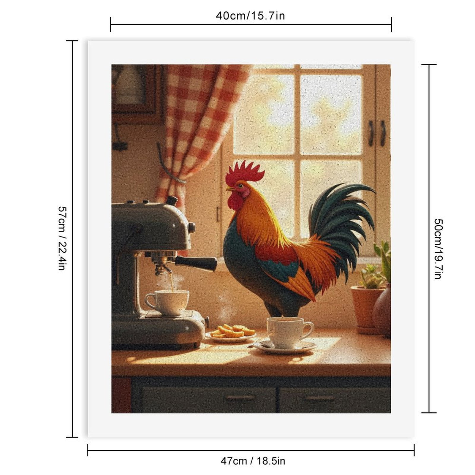 Paint By Numbers Kit for Adults Beginner - DIY Rooster Coffee Morning Kitchen Scene Canvas Painting Kits for Adults, Frameless Paint By Number for Adults for Home Wall Decor 16x20 Inch