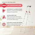 thumbnail image 4 of Hailo Folding Step Ladder, 8 Steps for Home and Kitchen, L60, Silver/Red, 4 of 13