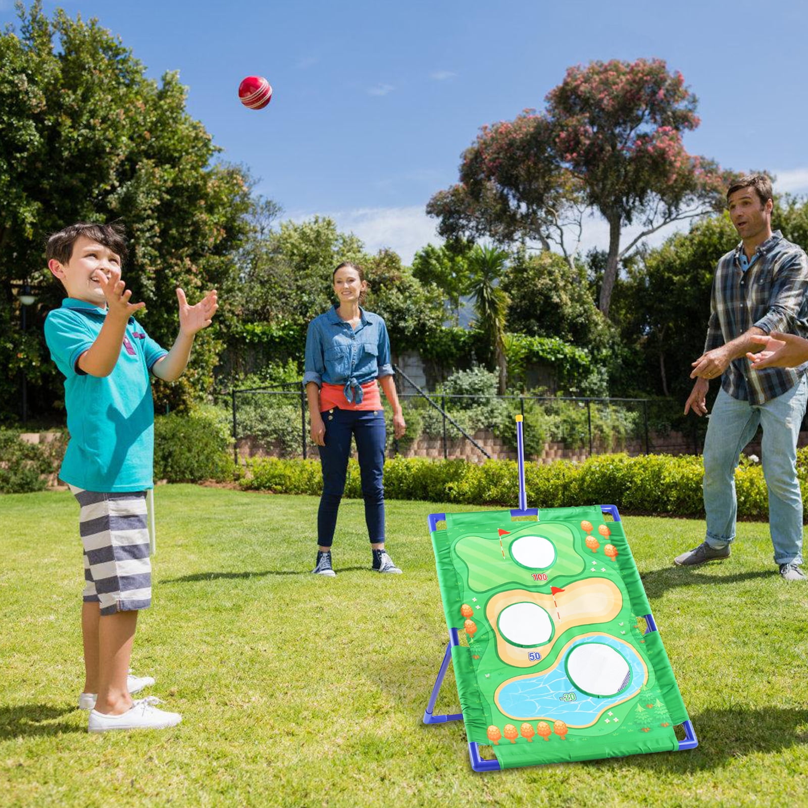 3-In-1Kid Golf Game Play Set,,Cornhole Game, Ring Toss Game,Outdoor Lawn Games Golf Set for Adults & Family, Multiple People Fun Golf Game for Beach, Party, Gift For Kids Gifts Birthday Christmas