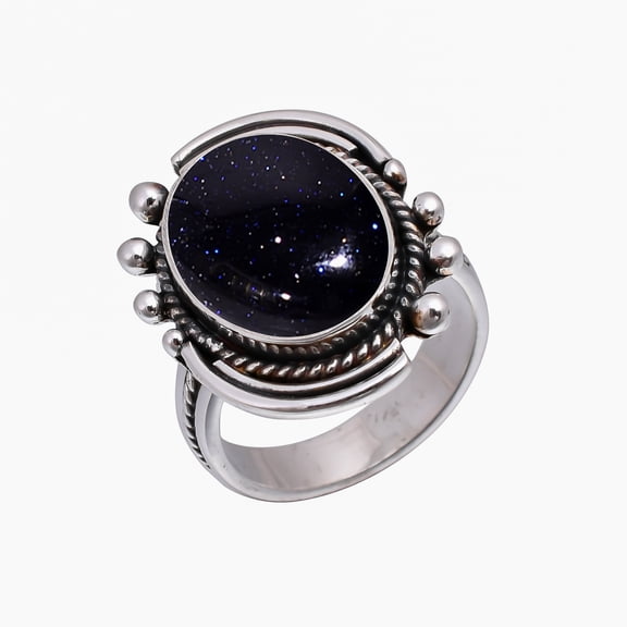 Blue Sunstone 925 Sterling Silver Ring V5000, Statement Ring, Blue Ring, Oval Ring, Gift For Her, Blue Sunstone Ring