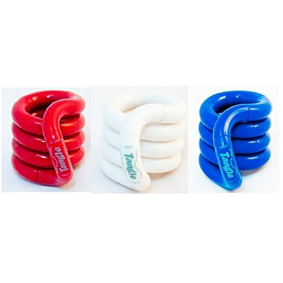 Tangle Jr. Brain Tools Classic Sensory Fidget Toy, 3 Pack, Red White & Blue