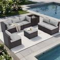 thumbnail image 5 of Ainfox 8 Piece Outdoor Patio Rattan Sectional Storage Furniture Set, All Weather PE Wicker Modular Conversation Sofa with Ottoman & Side Box for Backyard Pool Deck,Gray, 5 of 9