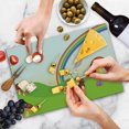 thumbnail image 4 of Mushroom Cutting Board, Bunny with Easter Egg Under Rainbow Happy Rabbit in Nature Theme Fun Design, Decorative Tempered Glass Cutting and Serving Board, Large Size, Multicolor, by Ambesonne, 4 of 5