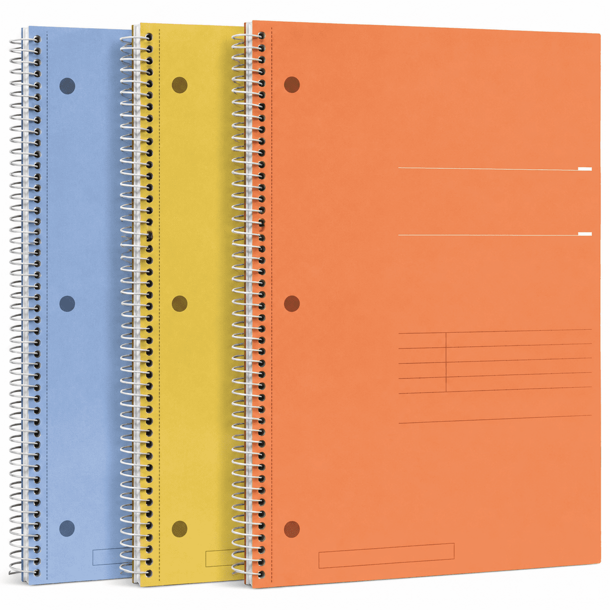 College Ruled Spiral Notebooks 3 Pack Yellow Orange Purple 10.5 x 8 Inch Lined Writing Journals