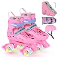 thumbnail image 1 of VEZLOPUS Patins à Roulettes, Patins à Roulettes Roses Ajustables avec Roues Lumineuses pour Filles, Ados, Femmes Débutantes et Avancées / avec Équipements de Protection et Voiture, 1 of 6