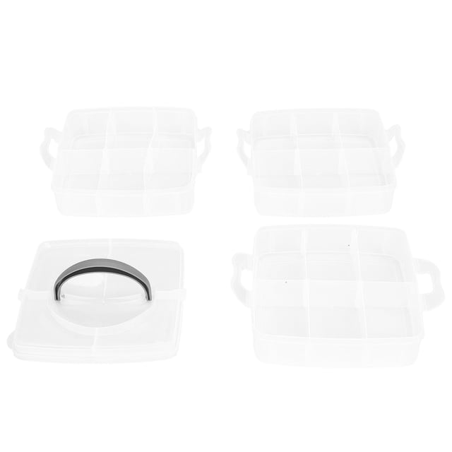 Noref Boîte de Rangement en Plastique Démontable à 3 Niveaux, Conteneur Portable Transparent pour Outils et Jouets avec 18 Compartiments, Boîte de Rangement à 3 Niveaux, Boîte en Plastique Transparente