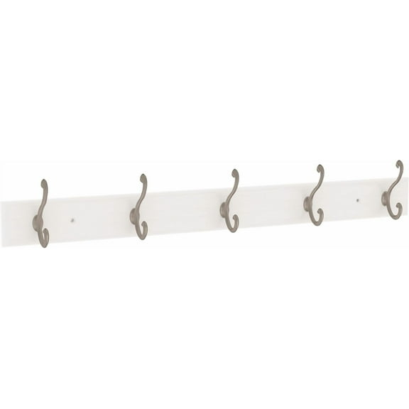 Franklin Brass B46714K-PMN 27" 5 Scroll Hook Coat/Hat Rail Pure White & Nickel