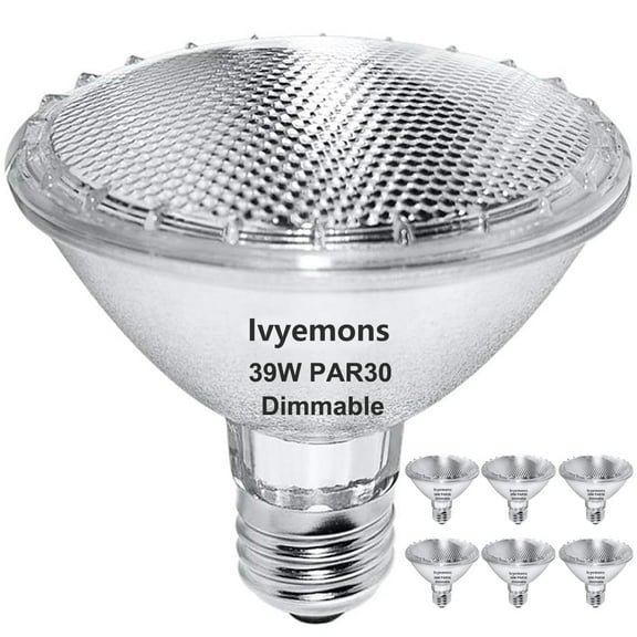 Ivyemons 6pcs PAR30 Short Neck Halogen Bulbs 39W 120V Dimmable, E26 Base 3000K Warm White for Accent/Tracking Lighting