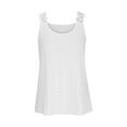 thumbnail image 3 of White S WIZUTIZ Tops Women's up to 30% Off Fashion Cozy Style Lightweight Pure Colour Tee Round Neck Linen Ladies Tops Plus Size Solid Tshirt Cotton Linen Fluffy T-shirt Tunics Short Sleeve Shirts Bl, 3 of 5