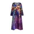 thumbnail image 2 of Gvmfive Women's Double Layer Hem Long Sleeve Floral Print V-Neck Buttons Casual Midi Dress, 2 of 4