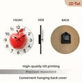 thumbnail image 7 of 2D Flat 1pc 10Inch Wooden Red Apple Wall Clock - Silent Non-Ticking Round Clock with Golden Hands, Battery Operated (AA Not Included) - Modern Home Decor for Living Room, Kitchen, Office, 7 of 7