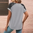 thumbnail image 3 of Camiseta de empalme de botones con cuello en V y manga corta holgada informal de verano para mujer para damas y niñas, 3 of 6