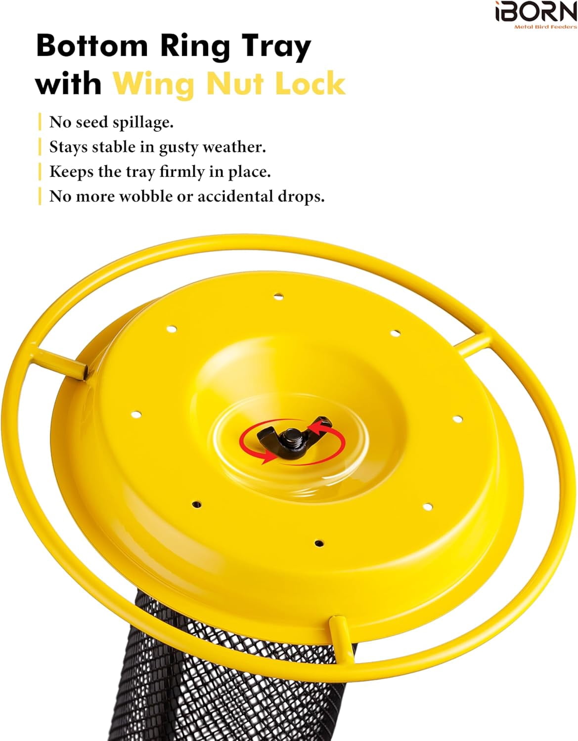 Finch Feeders for Outside,Thistle Bird Feeders for Outdoors Hanging,Nyjer Seed Feeder,Metal Mesh Tube Bird Feeder 13.5 Inch with 17cm Weatherproof Large Roof and Tray,2 LB Capacity,Yellow