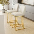 thumbnail image 2 of Set of 2 Modern White/Gold PU Leather Bar Stools - Kitchen/Bar Height Chairs - Comfortable Padded Seats, Metal Legs, Easy Assembly, for Bars &amp; Counters, 2 of 22