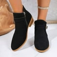 thumbnail image 6 of Xfvqtps Womens Fashion Ankle Boots with Buckle Detail Retro Chunky Heel Suede Booties for Women Side Zipper Low Block Heel Shoes for Fall Winter Black, 6 of 9