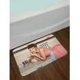 thumbnail image 2 of Pin up Girl Bath Mat, Blue Eyed Woman Eating Cake and Licking Her Fingers Victory Rolled Hairs, Plush Bathroom Decor Mat with Non Slip Backing, 29.5" X 17.5", Multicolor, by Ambesonne, 2 of 2
