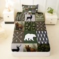 thumbnail image 3 of Castle Fairy Rustic Bear Deer Twin Sheets 3pcs,Vintage Camo Animal Bedding,Olive Tan Cream,1 Fitted Sheet, 1 Flat Sheet and 1 Pillowcase, 3 of 6