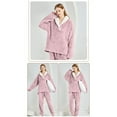 thumbnail image 3 of Pajamas For Women Set Flannel Hooded -Fleece Winter Soft Warm Womens Pajama Sets,Pink,M, 3 of 3