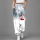 thumbnail image 3 of Gibobby pantalones de mujer Pantalones casuales de fitness deportivos de cintura alta con bolsillo en la cintura con estampado navideño informal para mujer (Rojo, L), 3 of 4