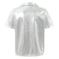 thumbnail image 3 of DPOIS Girls Boys Sparkly Metallic Turndown Collar Short Sleeve T-Shirt Street Hip Hop Dance Costume, 3 of 5