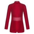 thumbnail image 4 of iiniim Girls Gymnastics Leotards with Shorts One Piece Biketard Dance Outfit Long Sleeve Ballet Burgundy 6, 4 of 7