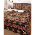 thumbnail image 3 of Quilts Twin Size, Brown Red Boho Soft Comforter Bedding Set for Bed, Vintage Geometric Abstract Art Lightweight Quilted Bedspread with Pillow Cover(2 Pieces) for All Season, 68x86 Inch, 3 of 6
