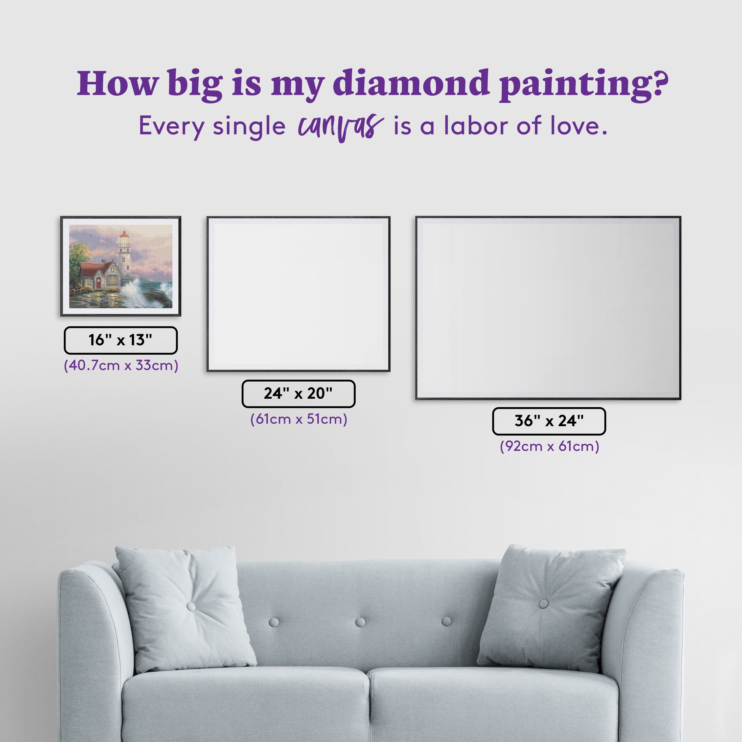 DIAMOND ART CLUB® Beacon of Hope Diamond Painting Kit, Fun DIY Crafts for Adults, Round Diamond Art Canvas by Thomas Kinkade, 16" x 13" (40.7 cm x 33 cm)