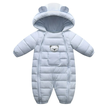 

SYNPOS Baby Boy Girl Bear Hooded Puffer Snowsuit Newborn Winter Jumpsuit Jacket