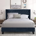 thumbnail image 2 of Nathaniel Home, Queen Beds, Upholstered Platform Bed Frame, Low Profile Deep Button Tufting Bed Frames, with Diamond Nailhead Trim Wingback Headboard, Blue, 2 of 7