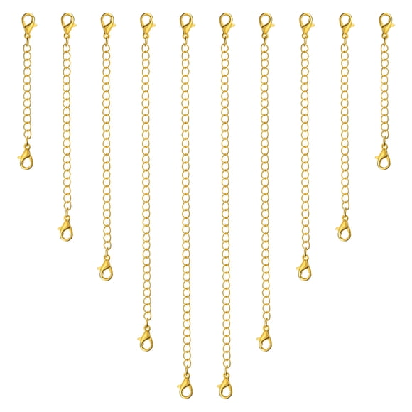 Uxcell 10 Pack Necklace Extenders Extension Chains with Lobster Clasps, 5 Size Gold