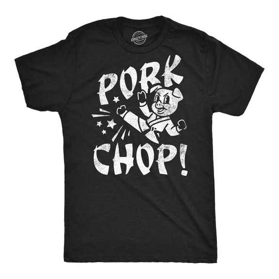 Mens Funny T Shirts Pork Chop Sarcatic Karate Pig Graphic Tee for Men Graphic Tees