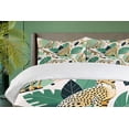 thumbnail image 5 of Ambesonne Cheetah Duvet Cover Set, Modern Jungle Leaf Scene, King, Jade Green Mustard and White, 5 of 6