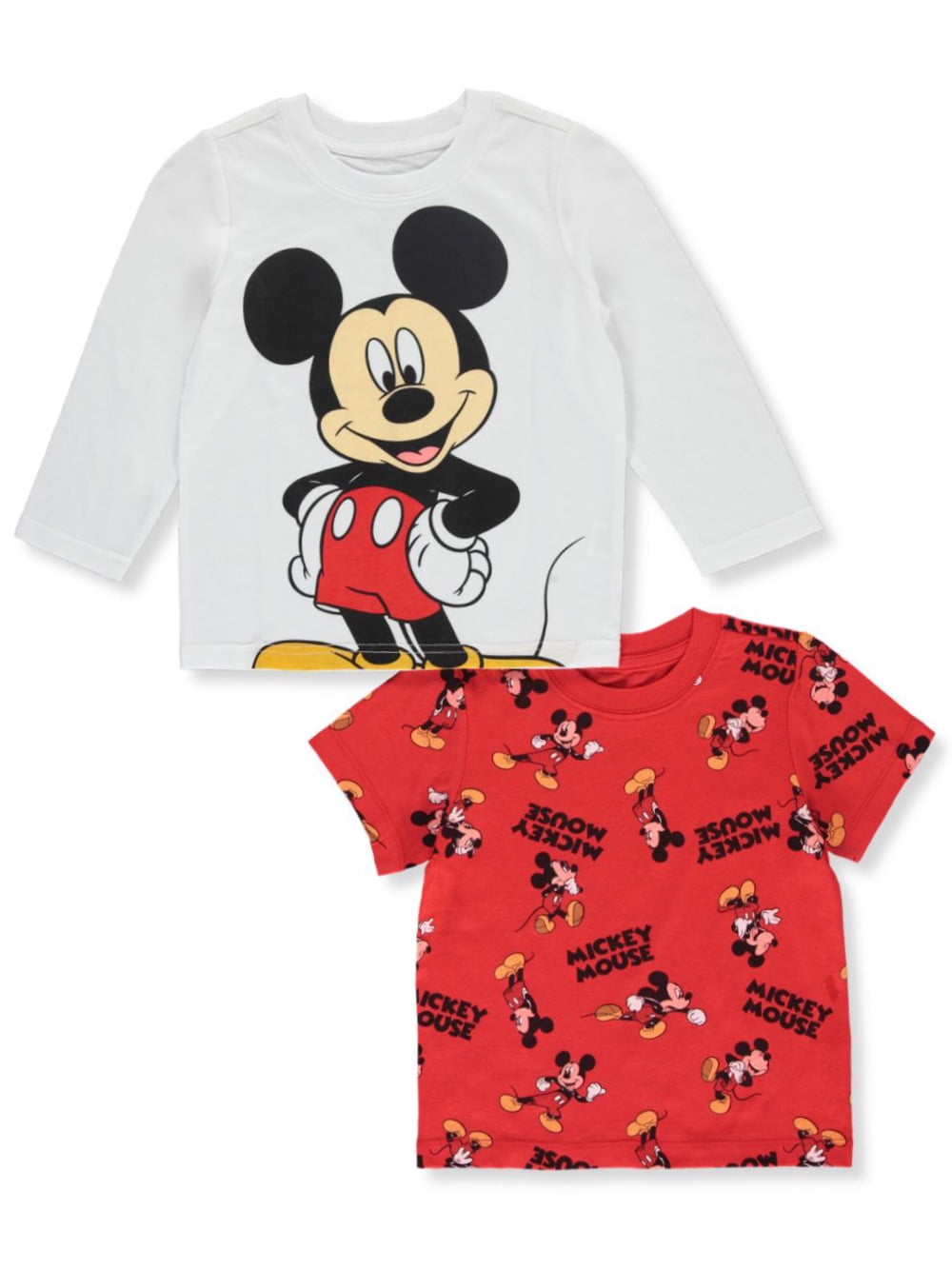 Boys Long Sleeved Tops 2 Pack Official Disney Mickey Mouse 2 3 4 5 & 6 Years 
