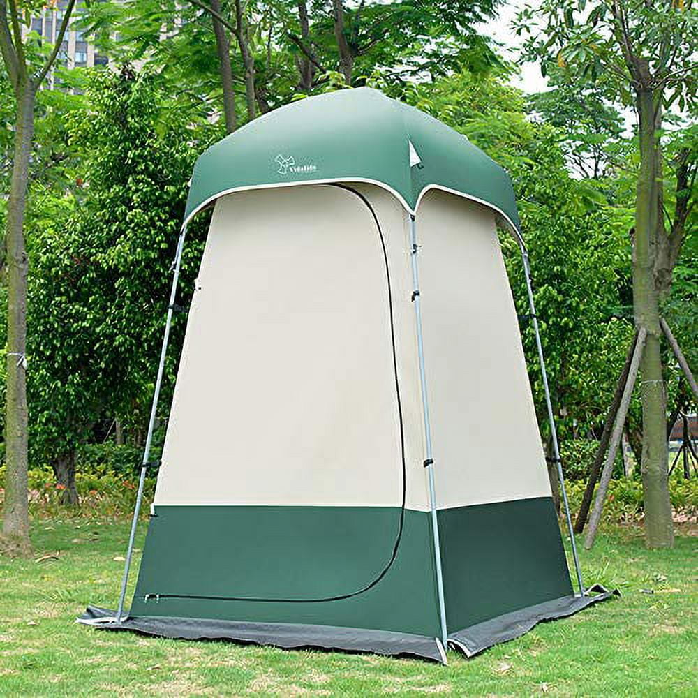 Vidalido Tente de Douche Extérieure Cabine d'Essayage Intimité Abris de Camping Portables (Blanc+vert)