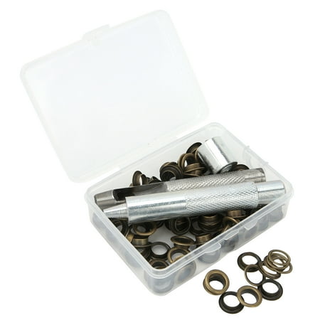 

Clothing Grommet Craft Eyelet Brass 0.3in Grommet Eyelet 100 Sets With Hole Punch Setting Tool Storage Box For Tarps Copper Color