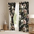 thumbnail image 3 of jejeloiu Retro Rustic Floral Black Out Curtains,Spooky Skull Skeleton Curtains Pack of 2 (42x63 Each),Pink Floral Bedroom Curtains For Adult,Super Cozy Room Decor, 3 of 6